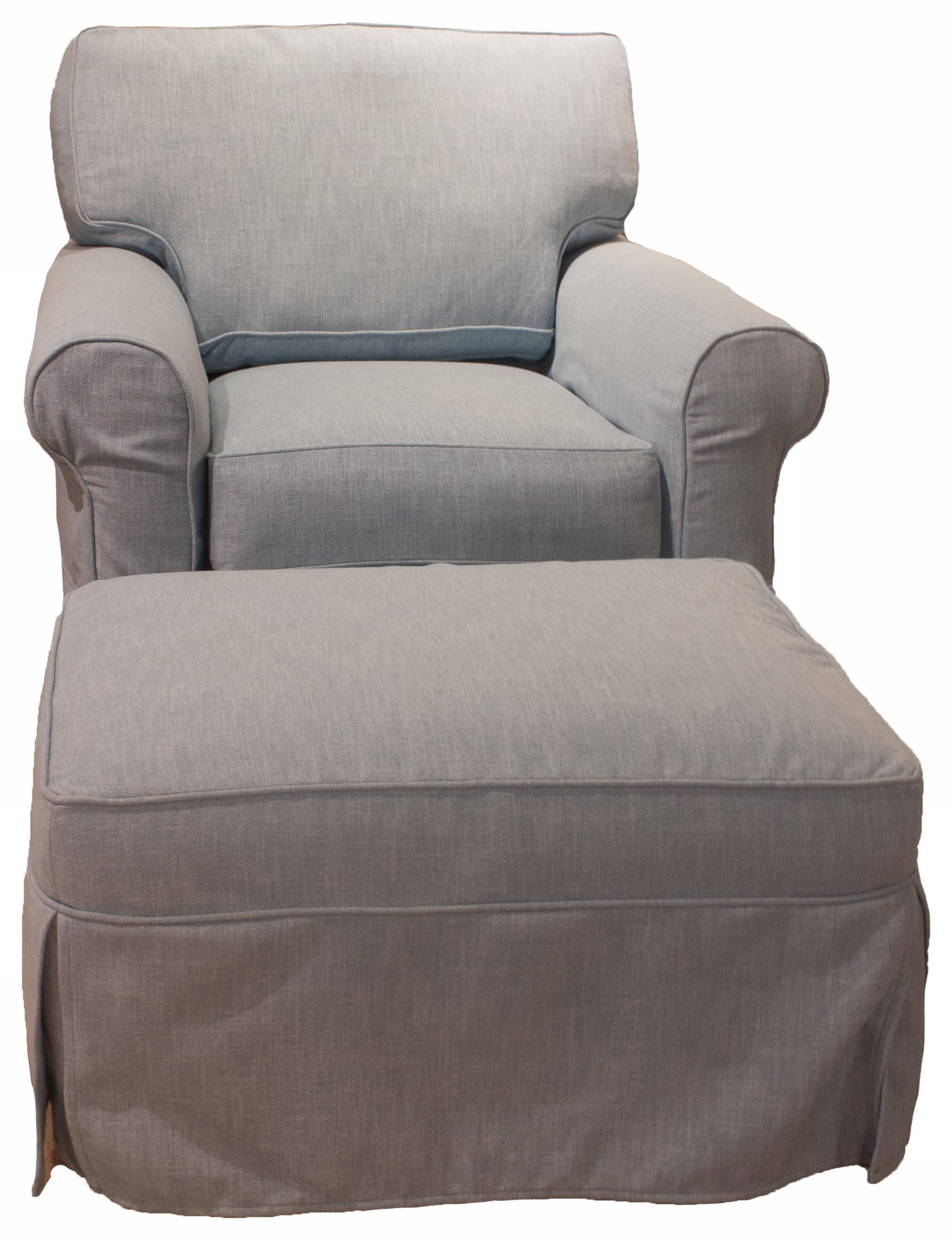 Slipcovered armchair deals and ottoman